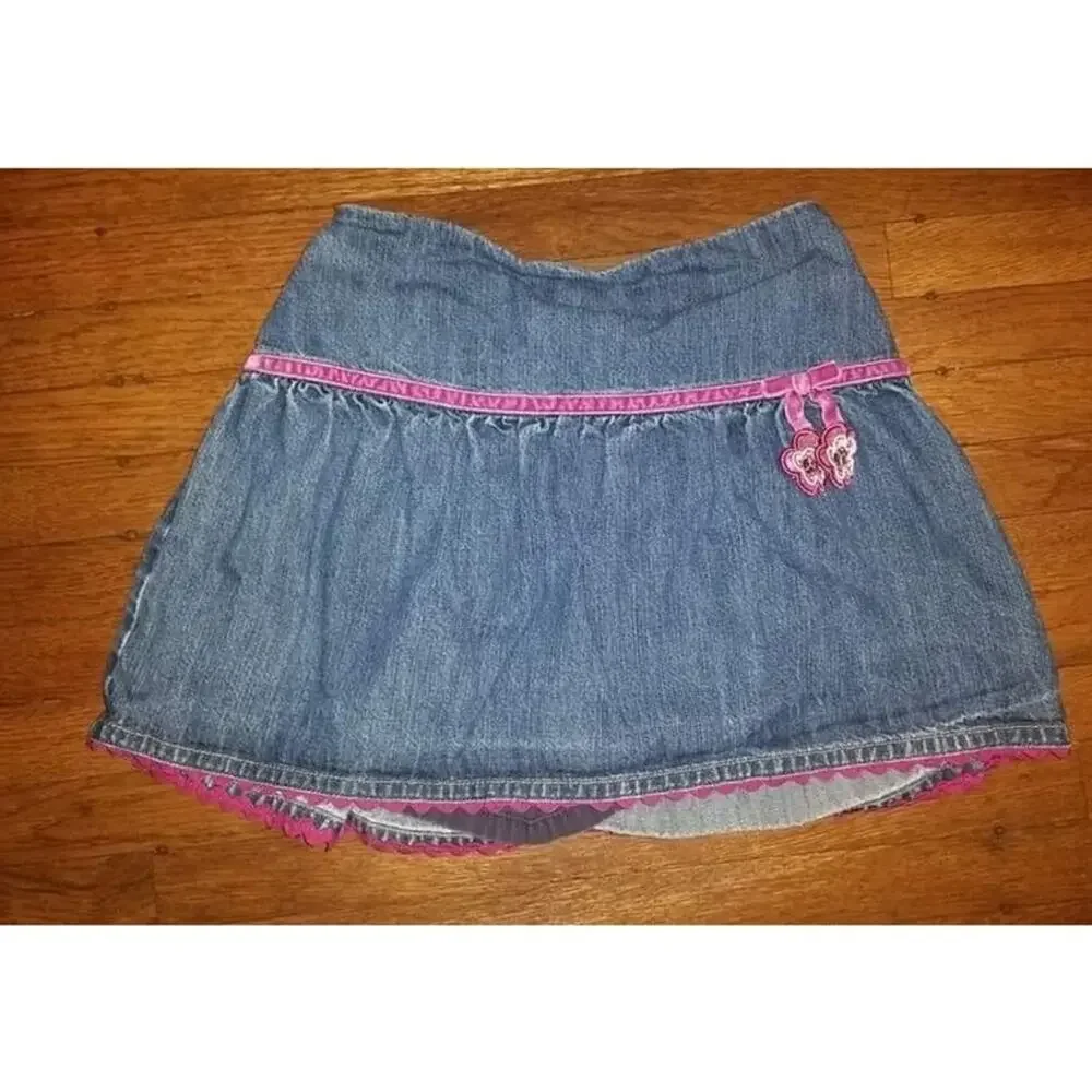 Gymboree Pretty In Plum Purple Flower Dangle Ric Rac Blue Denim Skort Size 7